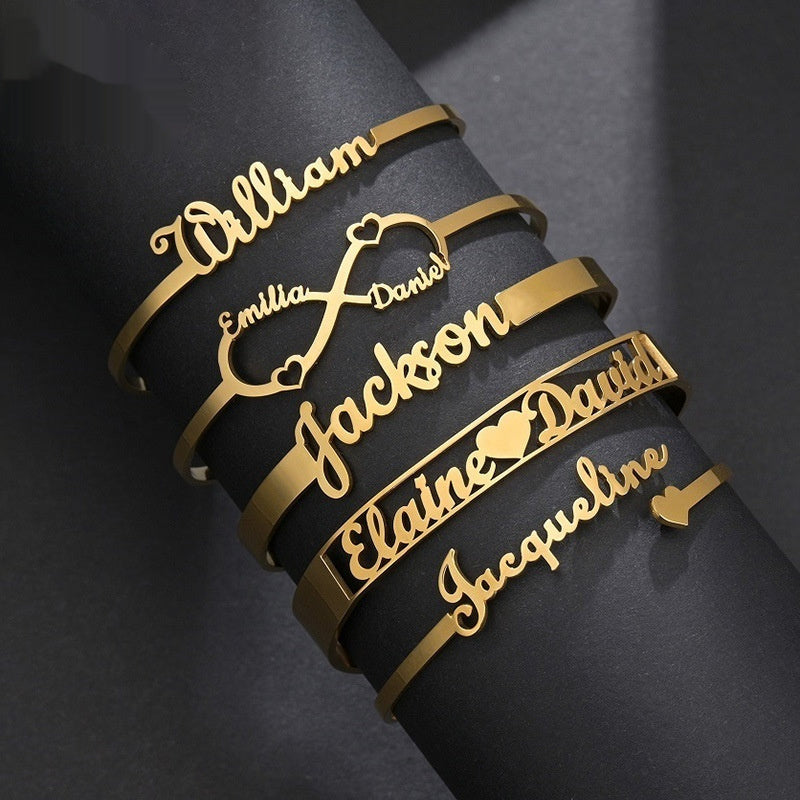 Personalized Stainless Steel English Letter Bracelets